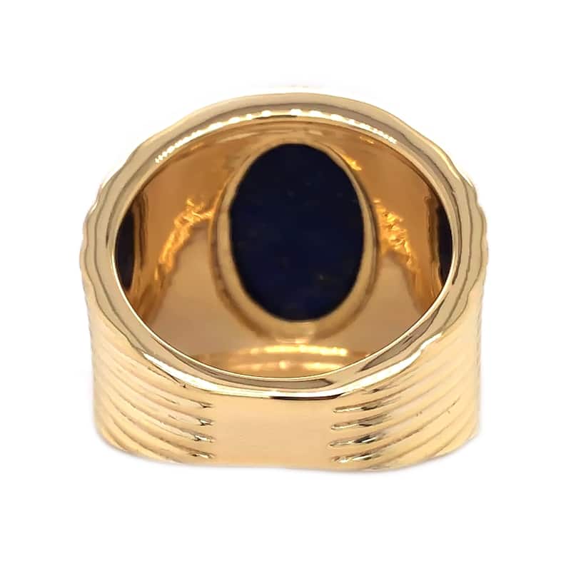 18K Yellow Gold Over Sterling Silver Lapis Lazulli Ring For Women
