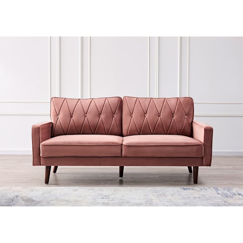 Feemster 69.3" Wide Velvet Tufted Cushion Back Sofa - Rose
