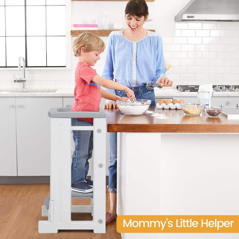 Kids Kitchen Step Stool with Dry Erase Board - 18.5"D x 18.5"W x 34.5"H