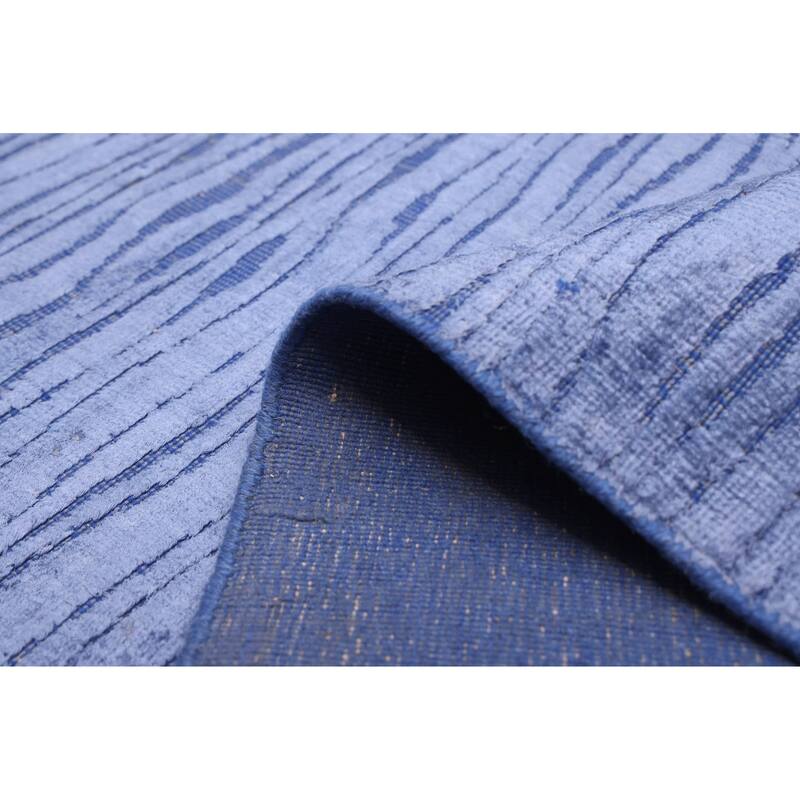 ECARPETGALLERY Hand Loomed Elysian Slate Blue Viscose Rug - 7'10 x 9'8