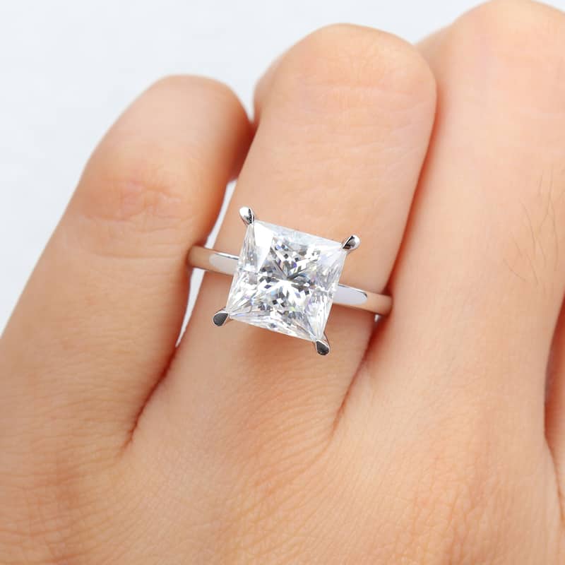Miadora 4ct DEW Square-Cut Created Moissanite Solitaire Ring in Sterling Silver