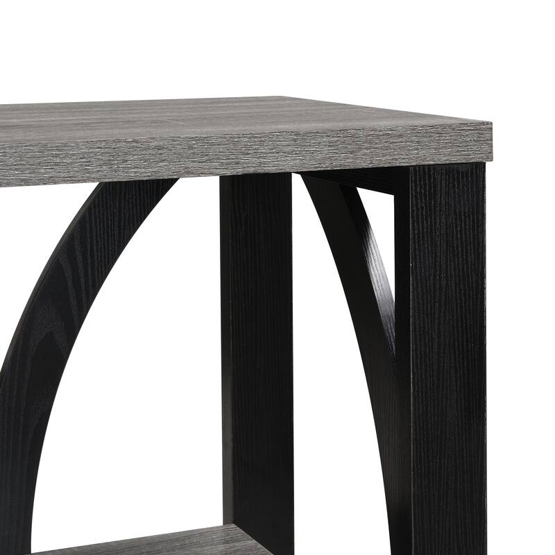 console table with open storage shelf
