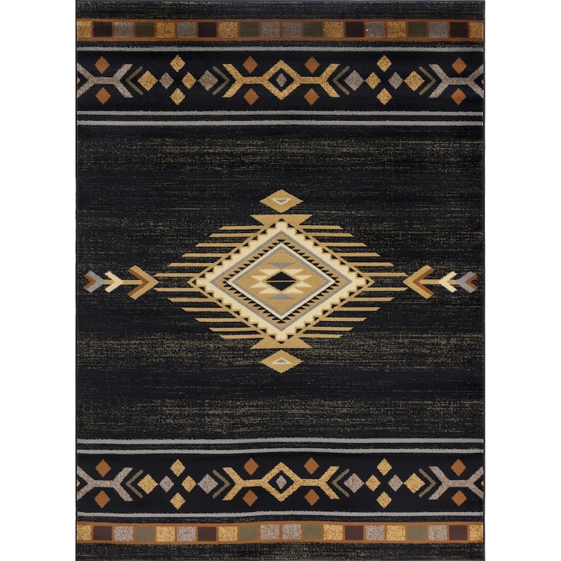 Tribes GC_YLS4001 Black Southwest Area Rug - 2' x 3'