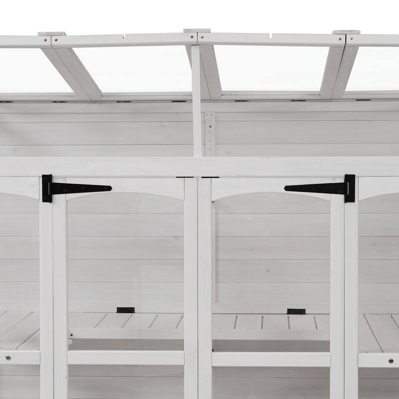 Walk-in Outdoor Greenhouse with 4 Skylights and Folding Shelves