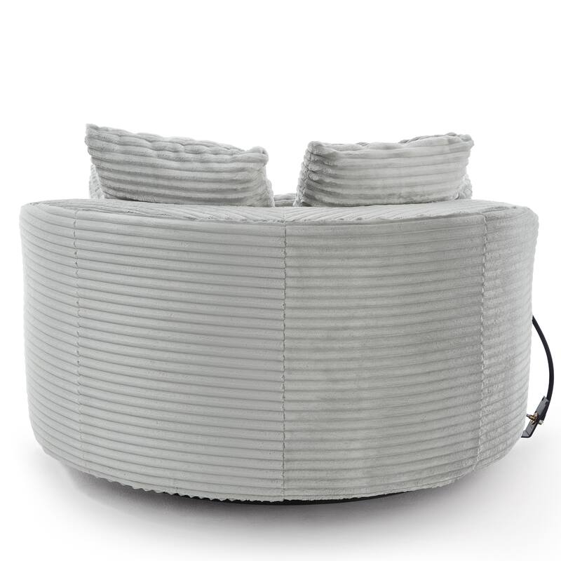 GDFStudio - 360° Swivel 55.9" Corduroy Upholstered Barrel Accent Chair