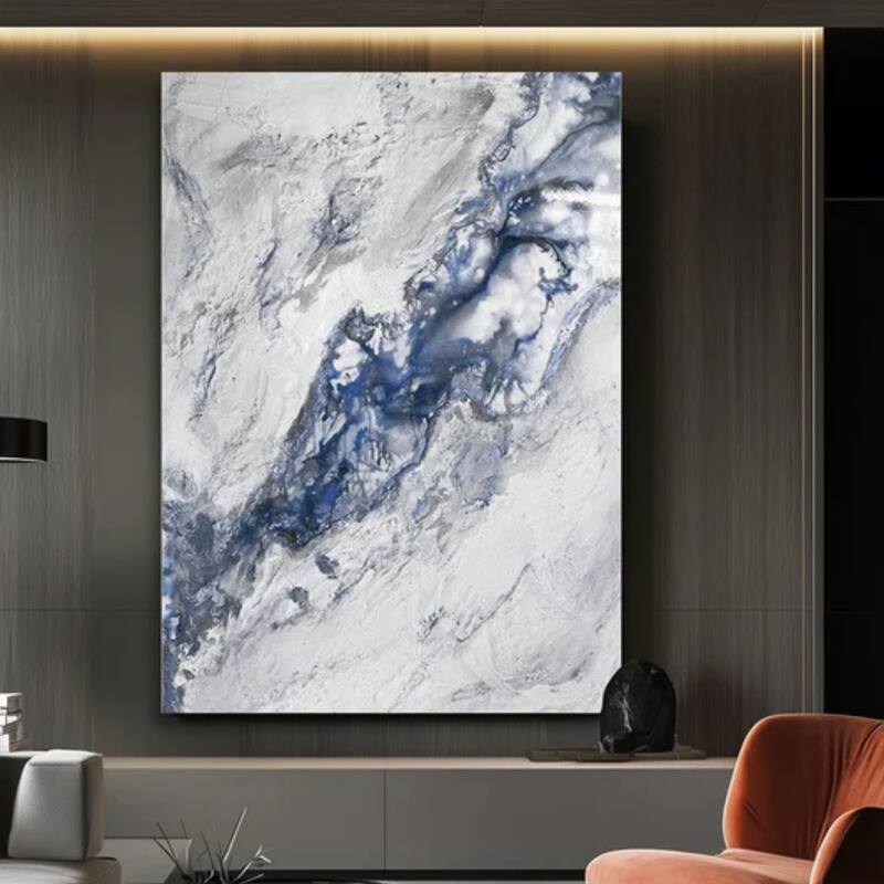 Aria Home Blue Grey Aetheris Frameless Canvas Wall Art 31x47