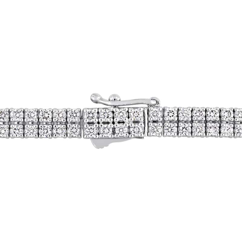Miadora 3 2/5ct TGW Ruby and 3ct TW Diamond Station Bracelet in 14k White Gold