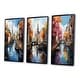 preview thumbnail 3 of 5, Designart "Beige Canal Vibrant Waterways Bold III" Cityscapes Framed Wall Art Set Of 3 For Home Decor