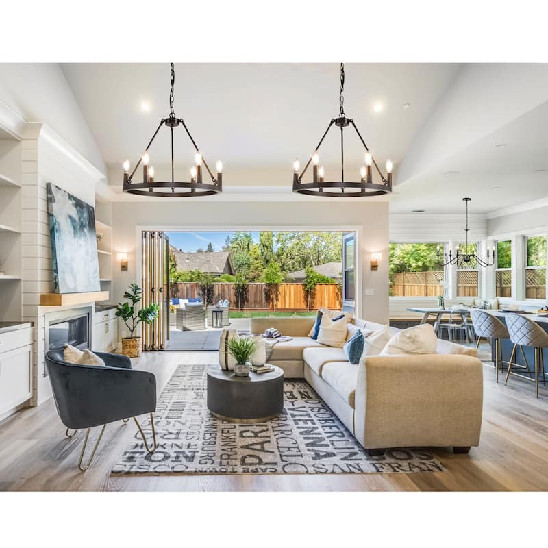 6-Lights ​Curved Arms Wagon Wheel Chandeliers