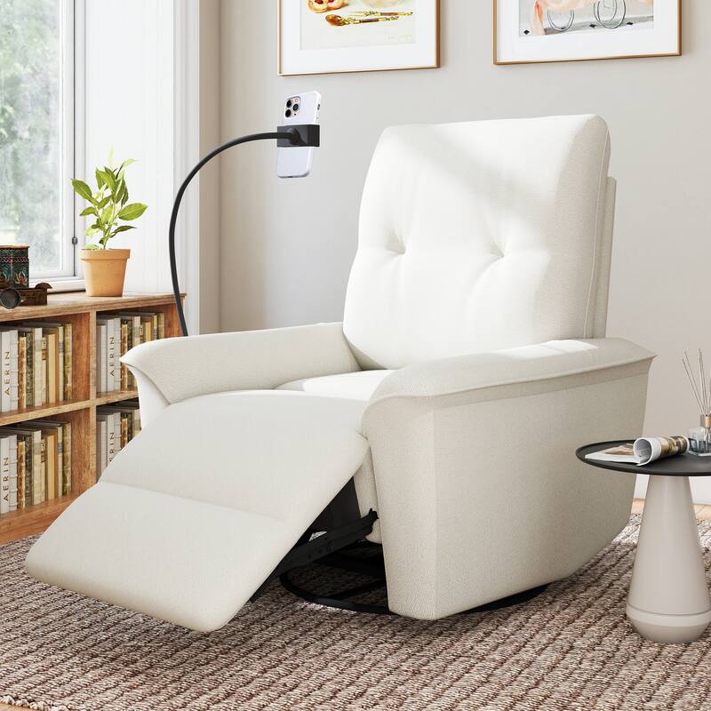 270°Power Swivel Rocker Recliner Chair w/Phone Holder, Electric Glider Reclining Sofa with USB Ports, Power Swivel Glider