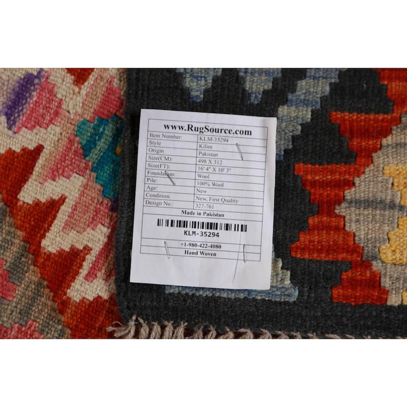 All-Over Kilim Oriental Large Rug Hand-Woven Wool Carpet - 10'3"x 16'4"