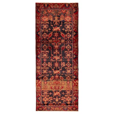 ECARPETGALLERY Hand-knotted Andelz Dark Navy Wool Rug - 3' 9" x 9' 9"