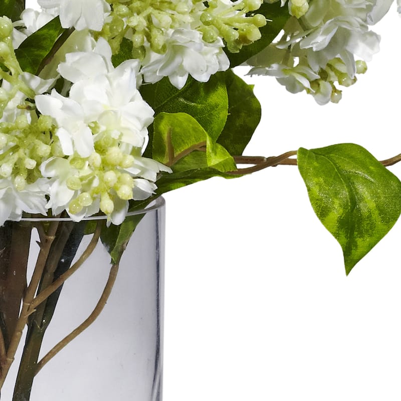 Silk Flower Arrangement Lilac Vase Decor - Faux Lilacs Home Decor Centerpiece - 9" x 9" x 15" - 15