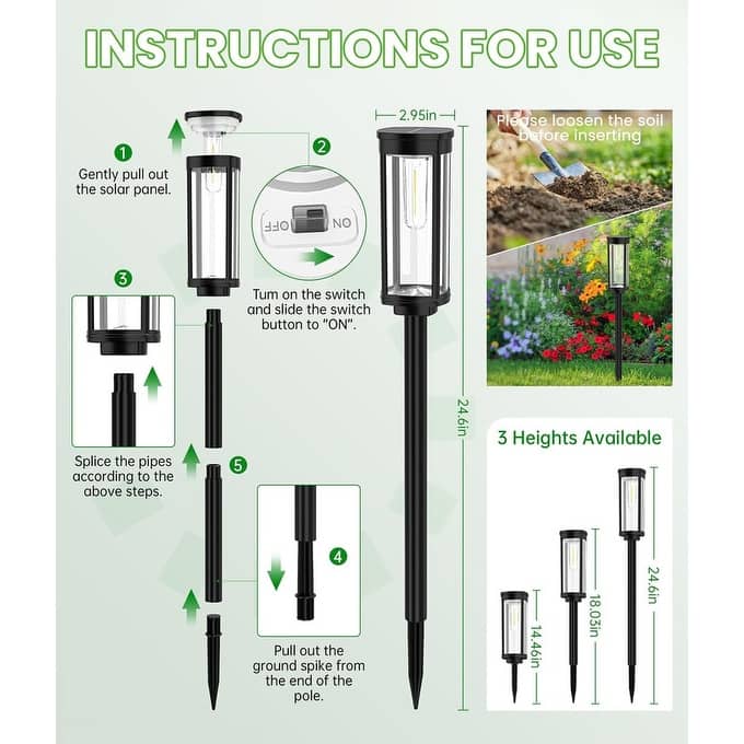 8 Pack Solar Powered Garden Lights