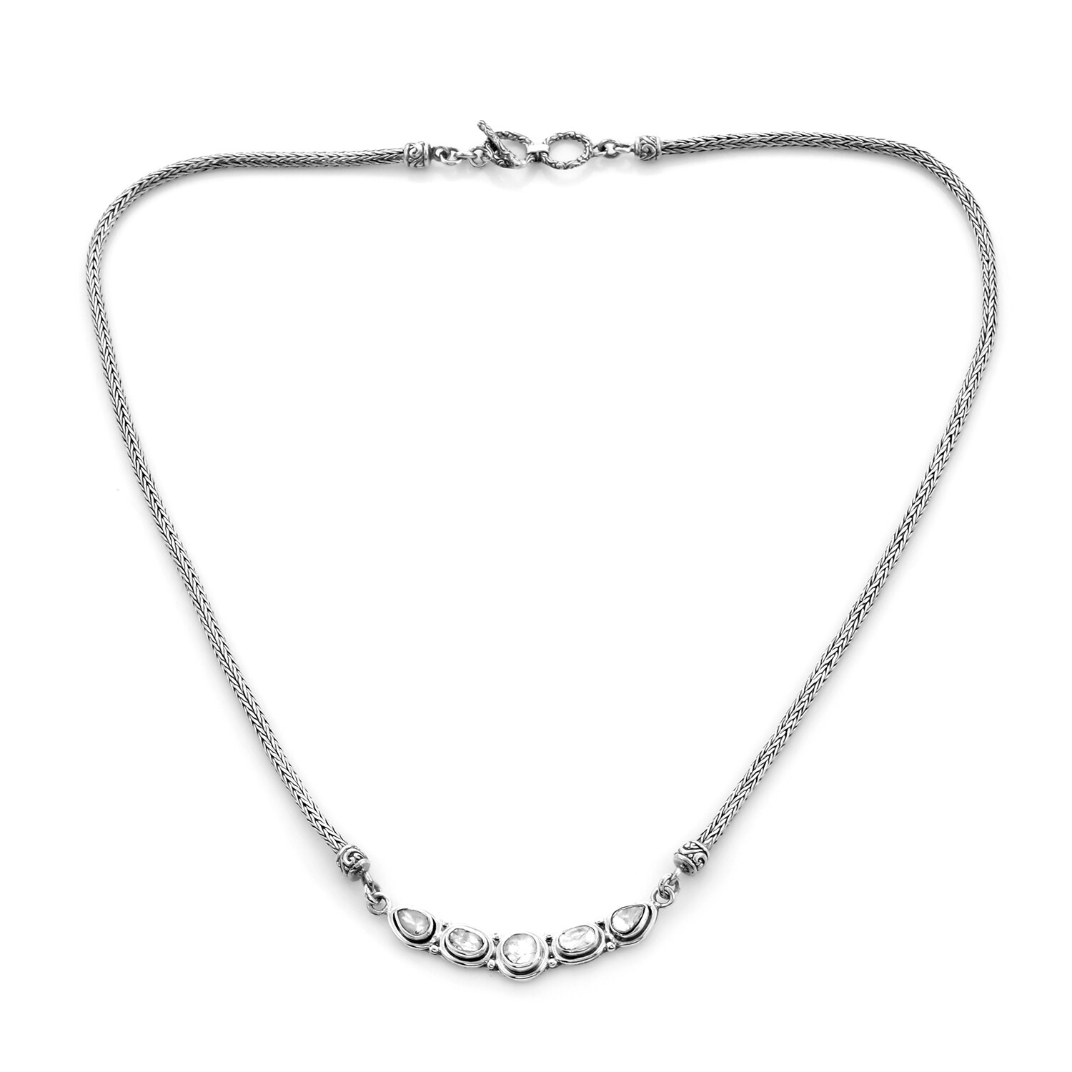 New Year Gift Polki Diamond Necklace 925 Sterling Silver Jewelry 16-18"