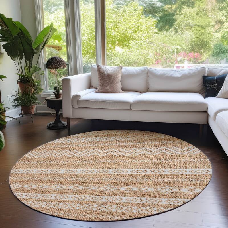 Machine Washable Indoor/ Outdoor Chantille Stripes Boho Rug