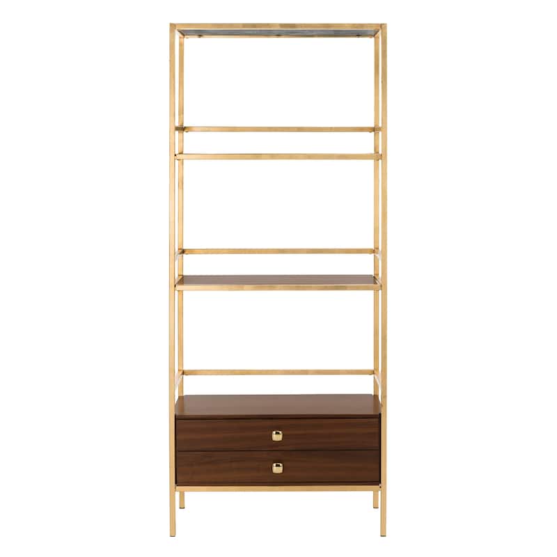 SAFAVIEH Vincenza 4-Tier 1-Drawer Gold/ Grey Etagere - 30" x 14" x 72" - 30Wx14Dx72H