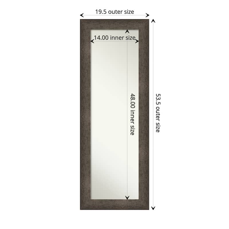 Dappled Non-Beveled Wood Framed Full-Length On the Door Mirror - Glass Size 14x48 - Dappled Light Bronze