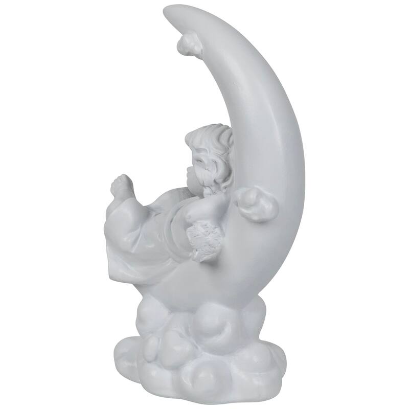 Boy Cherub Resting on Crescent Moon Statue - 7.25"