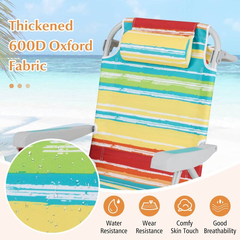 Goplus 1/2 PCS Folding Beach Chair for Adult Lightweight Aluminum