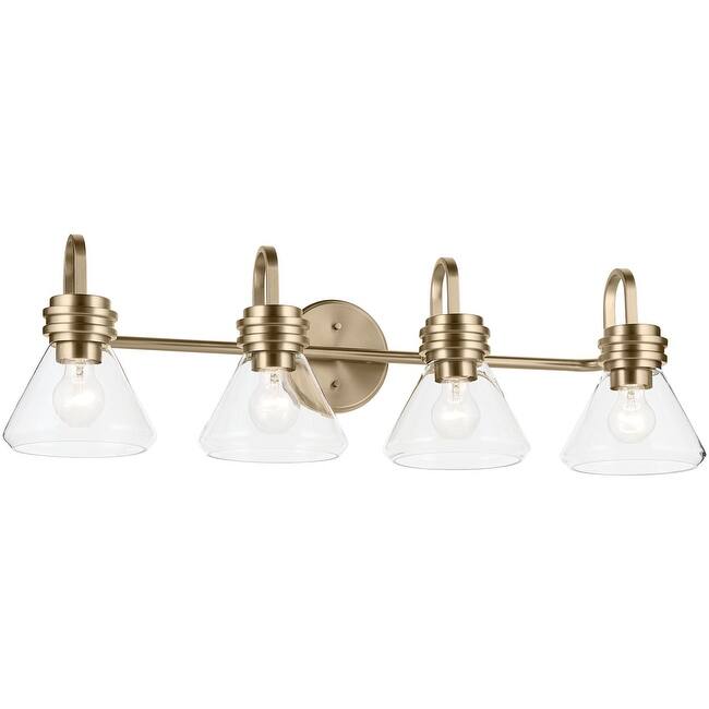 Kichler 55156CLR Farum 4 Light 34" Wide Vanity Light with Clear Glass - Champagne Bronze