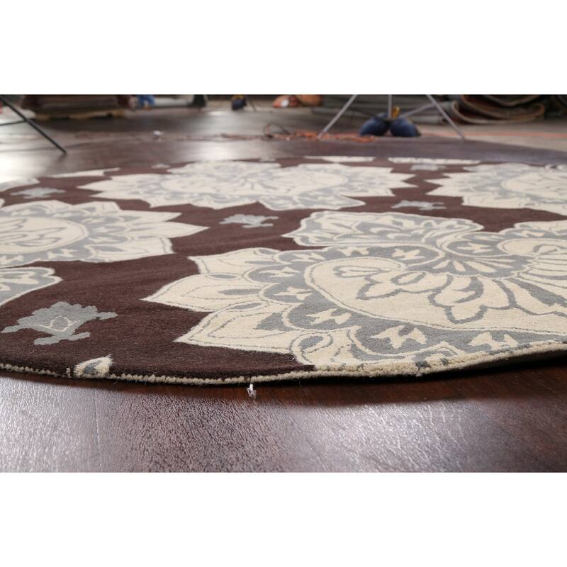 Brown Floral Oriental Dining Room Area Rug Handtufted Wool Carpet 10