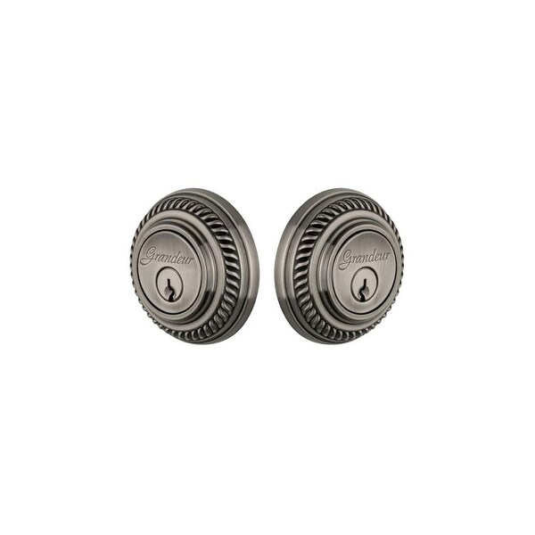 Grandeur NEWNEW_DBLCYL_234 Newport Solid Brass Rose Keyed Entry Double Cylinder Deadbolt with 2-3/4" Backset