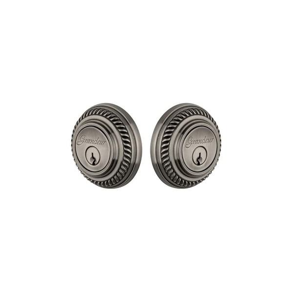 Grandeur NEWNEW_DBLCYL_238 Newport Solid Brass Rose Keyed Entry Double Cylinder Deadbolt with 2-3/8" Backset