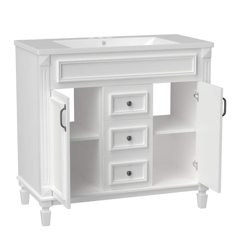 36'' Freestanding Bathroom Vanity with Integrated Ceramic Sink and Drawers