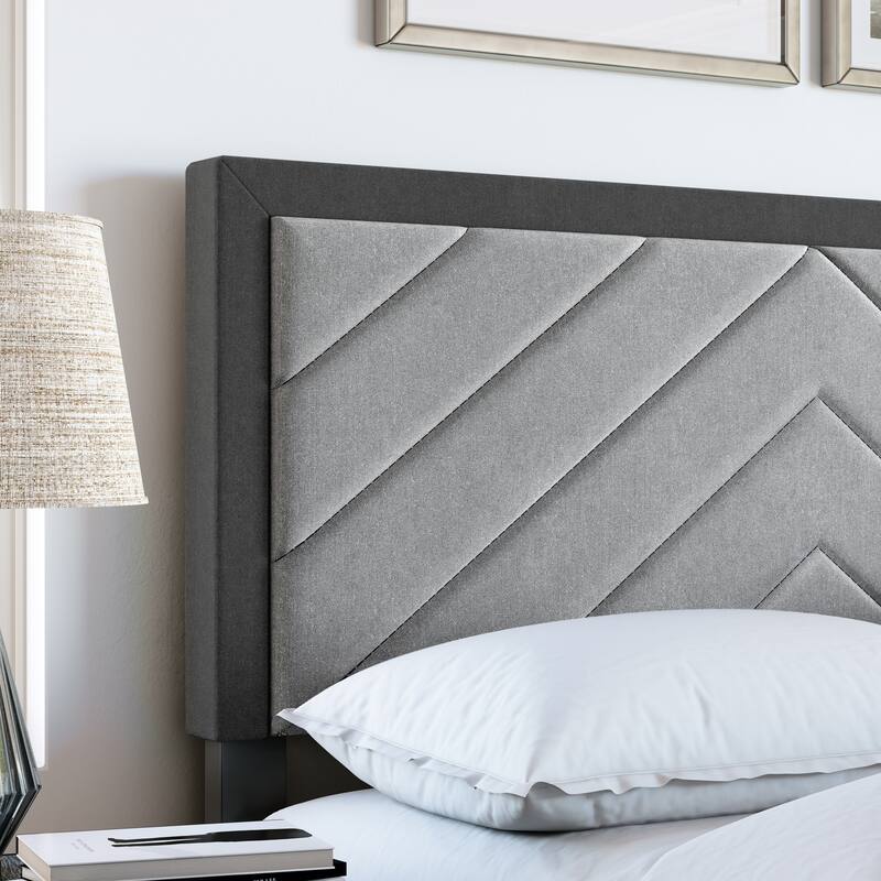 Boyd Sleep Barcelona Diagonal Linen Upholstered Platform Bed Frame