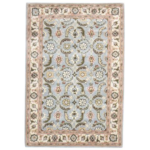 One of a Kind Hand-Tufted Persian 4' x 6' Oriental Wool Blue Rug - 4' x 6'