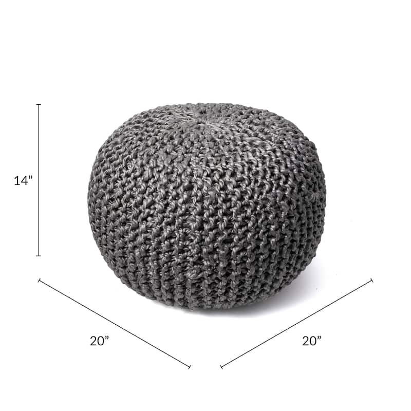 Nuloom York Classic Knitted Solid Jute Ottoman Pouf