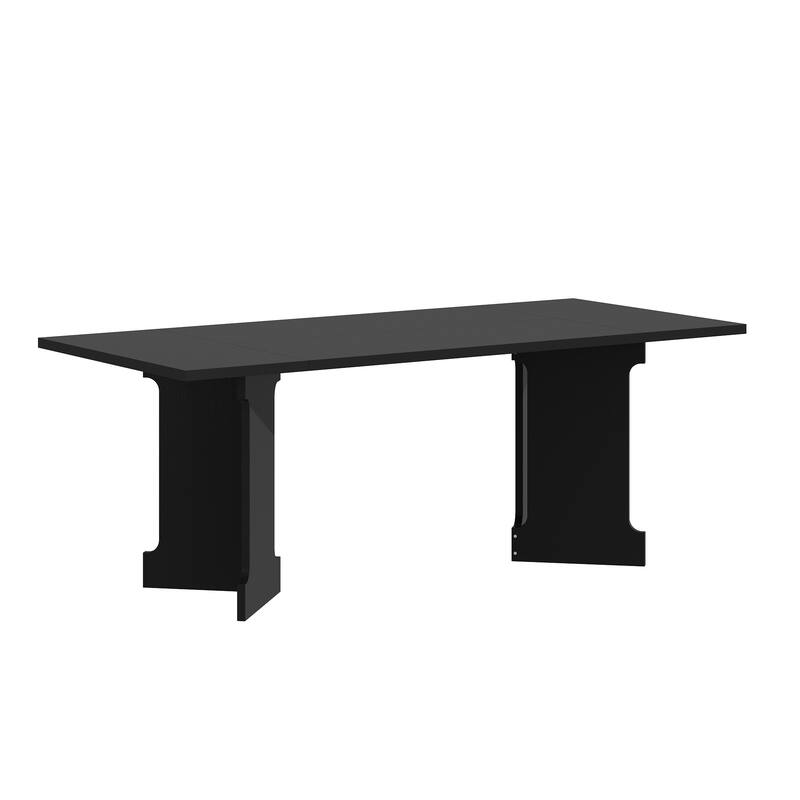 Rectangular Dining Table, Full Wood Grain Finish, Spacious Kitchen Table Working Desk