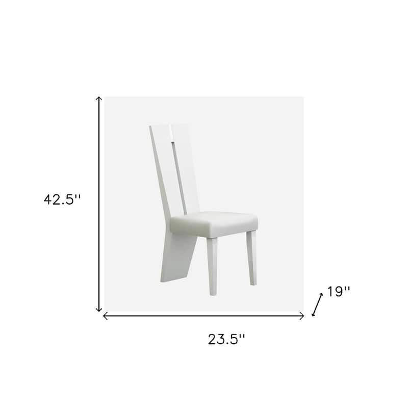 Modern White Side Chairs Set of 2 with Faux Leather Upholstery and Ladder Back for Dining Room - 42.5”H x 23.5”W x 19”D