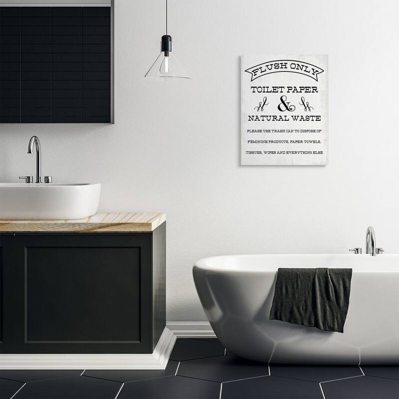 Stupell Flush Only Toilet Paper Rustic Bathroom Sign Canvas Wall Art Design By Daphne Polselli