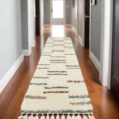 HomeRootsStriped Transitional Runner Area Rug - 92.52' X '26.77' X '1.77