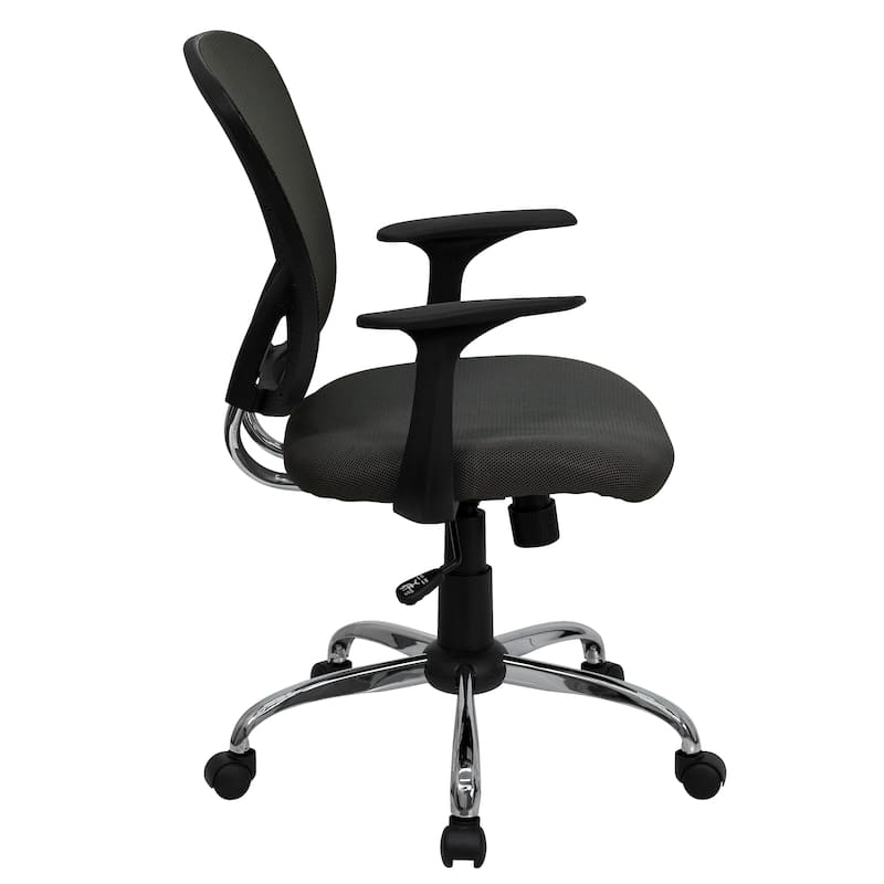 Mid-Back Mesh Swivel Task Office Chair with Chrome Base and Arms