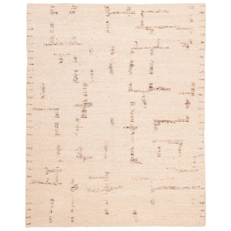 ECARPETGALLERY Hand Woven Looma Cream Wool Rug - 7'10 x 9'10