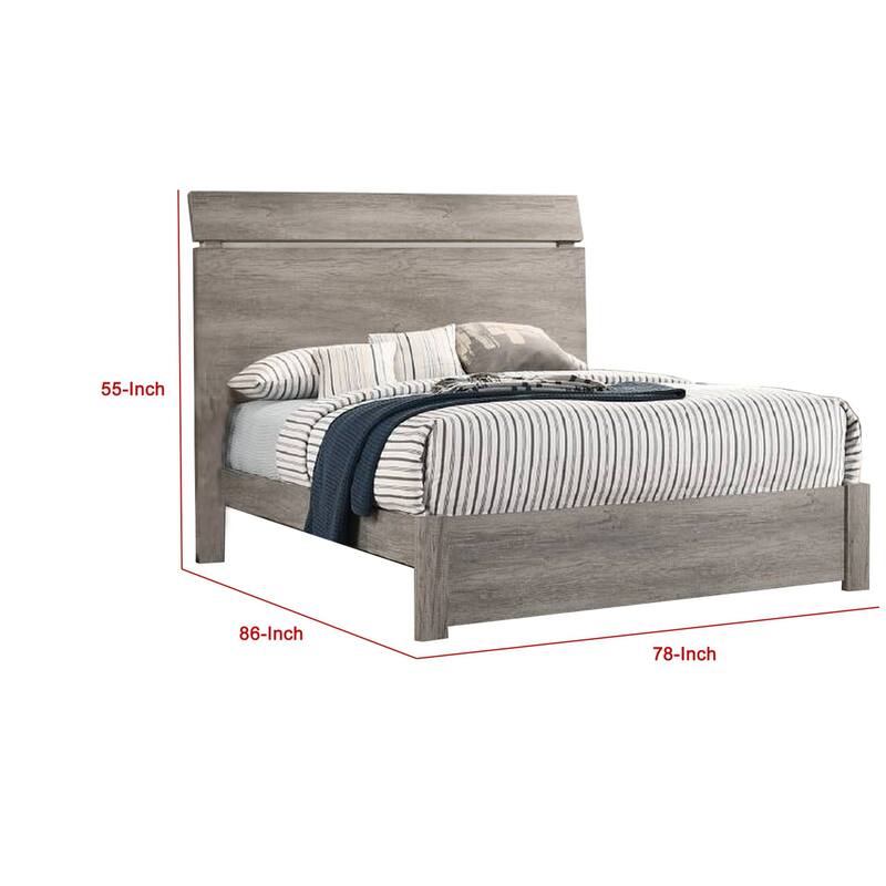 Posy Platform King Size Bed with Split Headboard, Distressed Gray Wood