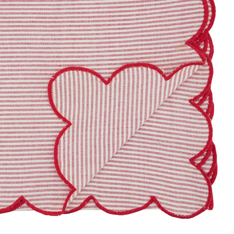 Cotton Striped Scalloped Table Runner - Everyday Woven Table Runner for Dining & Console Tables, 16"x72"