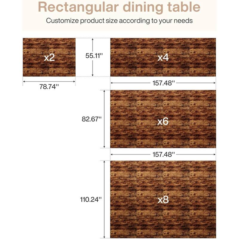 78.7" Rectangle Wood Dining Table, Long Kitchen Table for Living/Dining Room