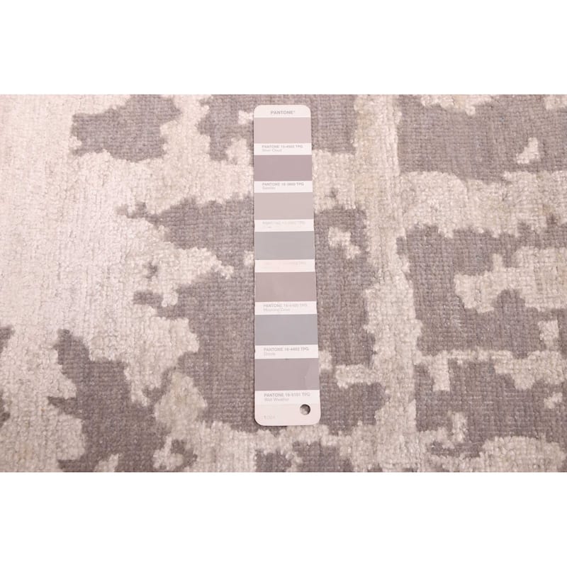 ECARPETGALLERY Hand-knotted Legacy Grey, Ivory, Light Khaki Silk, Wool Rug - 8'11 x 12'2