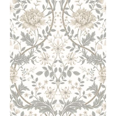 Seabrook Designs Honeysuckle Floral Prepasted Wallpaper