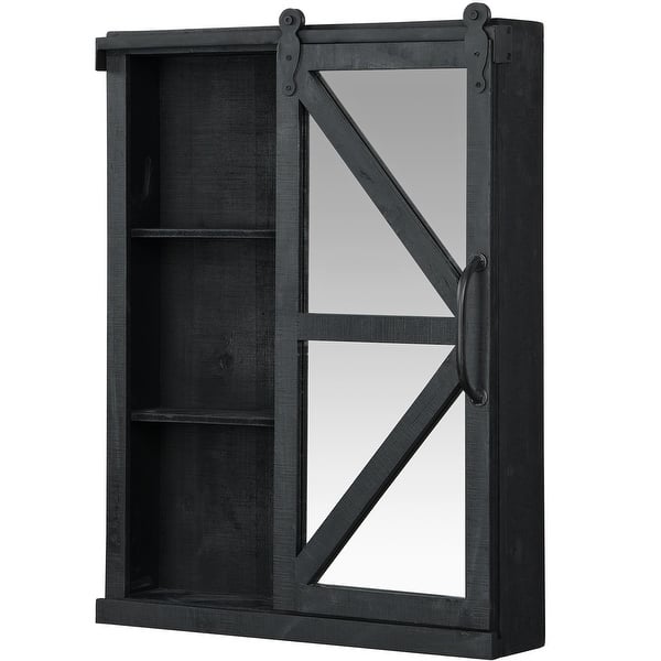 Black American Designed 21 x 5.5 x 28 inches FirsTime /& Co./® Black Winona Farmhouse Barn Door Cabinet Mirror