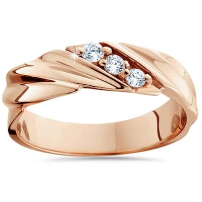 1/10ct Diamond Rose Gold Mens Wedding Ring