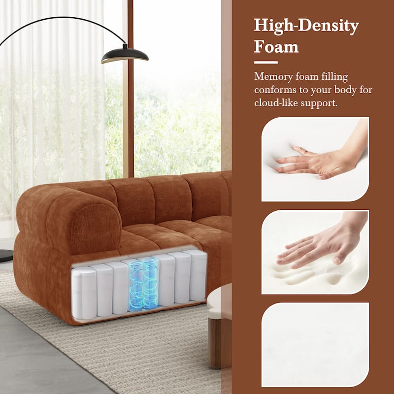 Christopher Knight Home - 122" Modern L-Shaped Sectional Sofa with Chaise Lounge, No assembly