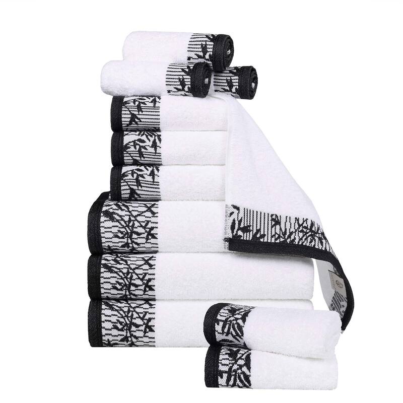 Superior Wisteria Cotton Floral Jacquard 12 Piece Bathroom Towel Set