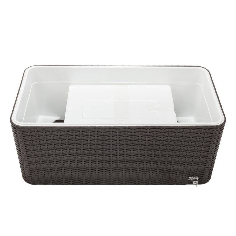 34"Rattan Square Legs Cooler with Shelf 80QT