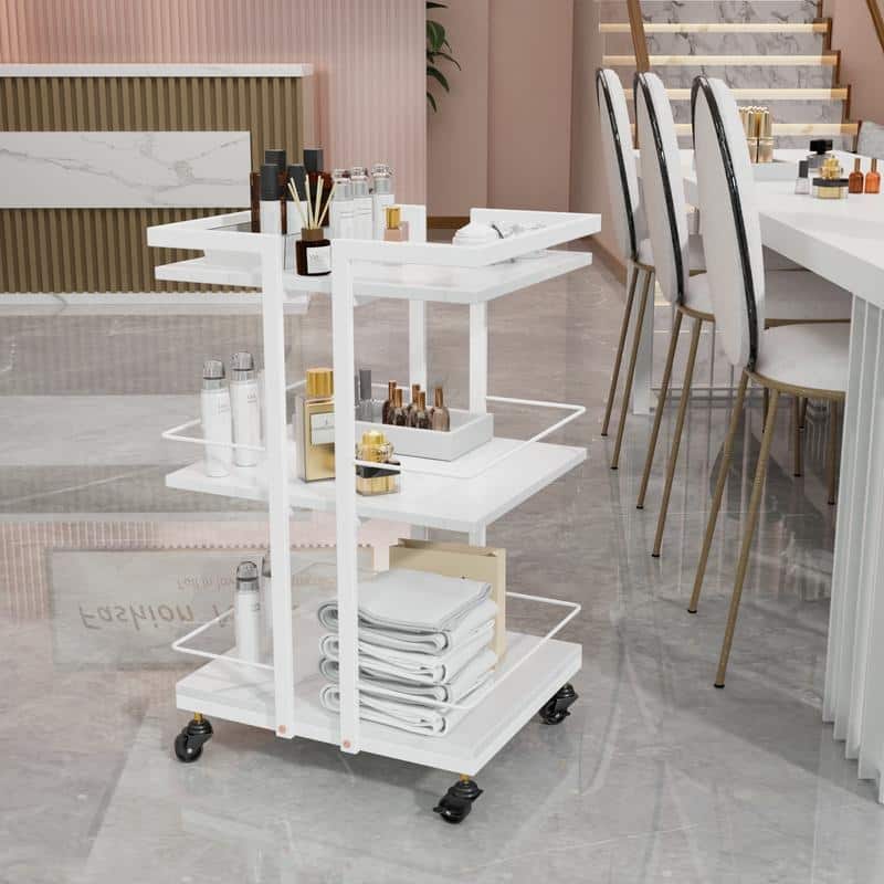 Rolling Cart, 3-Tier Multifunctional Storage Cart, Storage Trolley for bathroom, living room - Pink