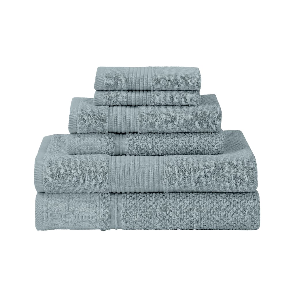 Modern Threads 6-Piece Jacquard Towel Set Astra - 100% Cotton, Bath, Hand & Washcloths - Modern Geometric Pattern
